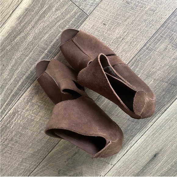 Pedro Garcia Brown Suede Leather High Heel Open Toe Booties Size 41.5 - Picture 14 of 16